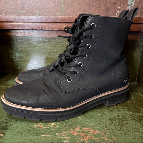 TOMS Black Leather Ankle Boots - Picture 2 of 15